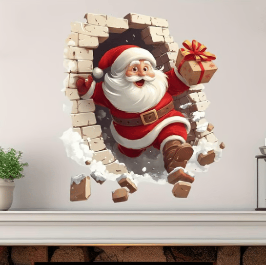 🎄Buy 1 and get 1 free🔥3D Wall Breaking Santa Sticker