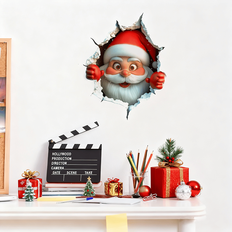 🎄Buy 1 and get 1 free🔥3D Wall Breaking Santa Sticker